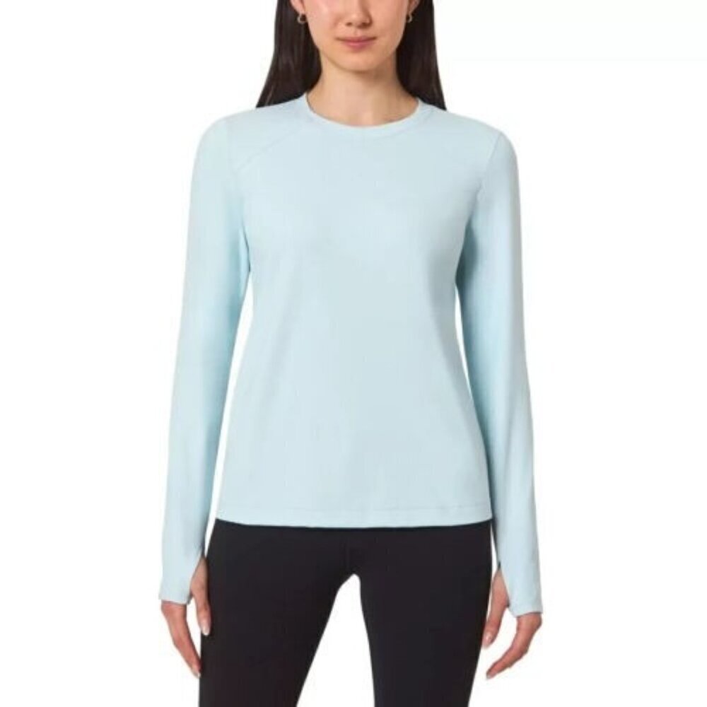 NEW Mondetta Women's S Active Long Sleeve Top Light Blue Crewneck